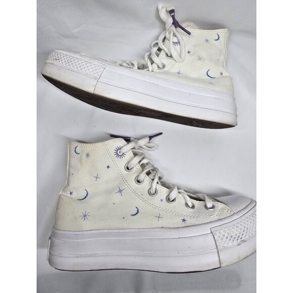 Converse Chuck Taylor All Star Lift Timeless White Embroidery High Platform Sz 7 - Picture 4 of 16
